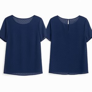 NWT A New Day Sheer Navy Blue Blouse Size Large